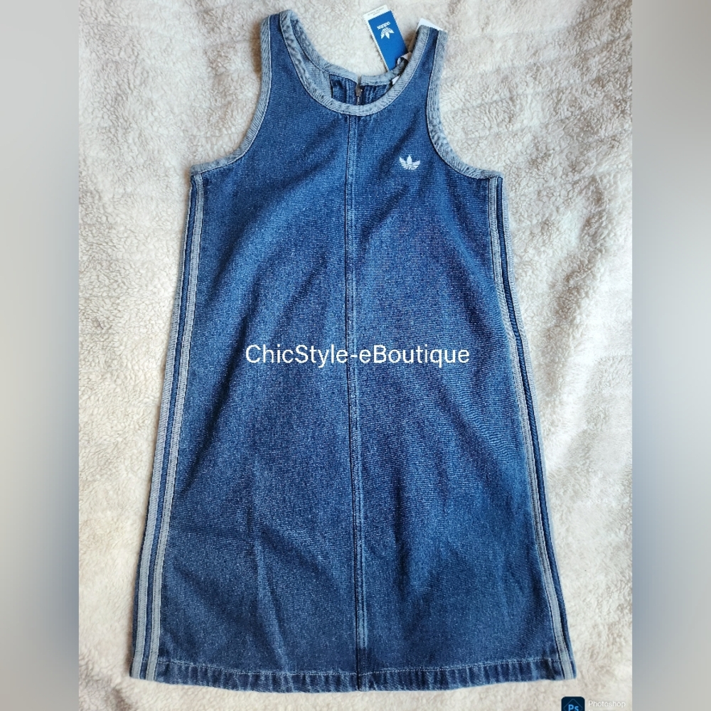 Adidas Women's Denim Tank Dress Indigo Denim 100 Cotton Nwt - Picture 16 of 16